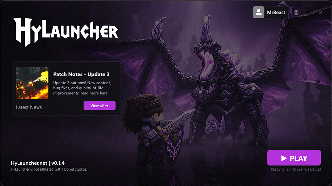 HyLauncher Interface